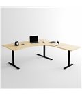 Höj- och sänkbart hörnskrivbord 3- ben, svart stativ och ek skiva