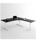 Höj- och sänkbart hörnskrivbord 3- ben, silverstativ och svart skiva